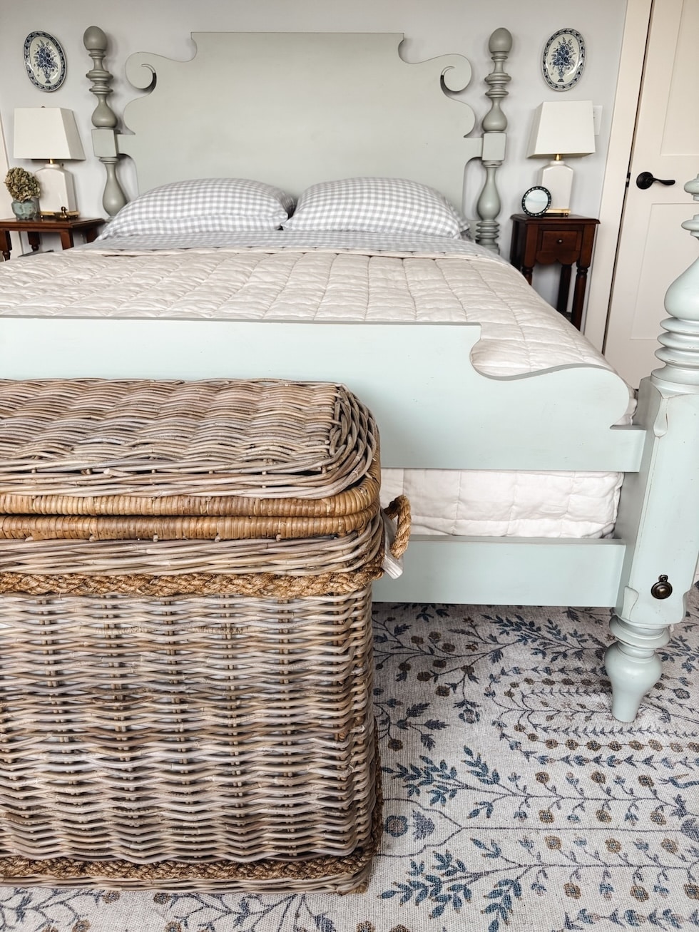 a basket for organizing in bedroom