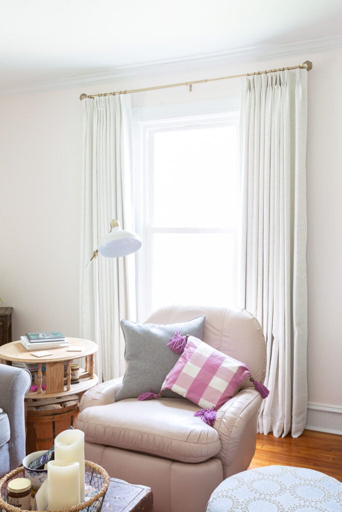 Ready-made TwoPages blackout lined drapes hanging from a single window.