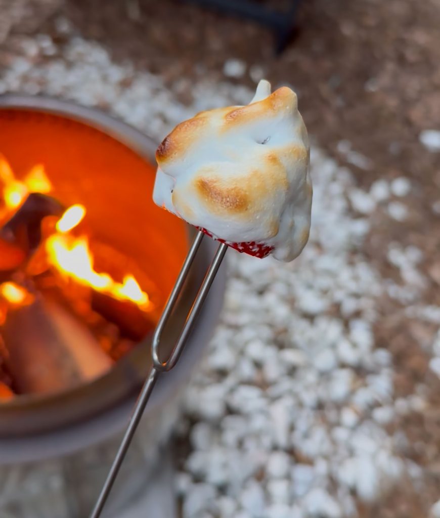 Toasted Marshmallow Fluff With Whole Strawberry Over Firepit