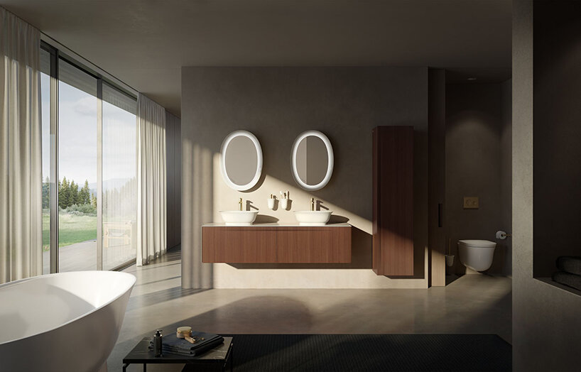mocha mousse, pantone color of the year 2025, matches LAUFEN bathroom design
